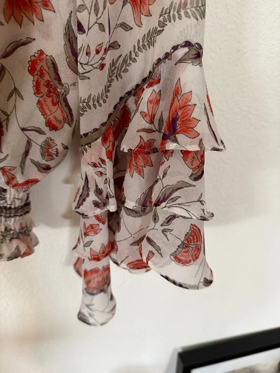 Misa Los Angeles Cream Blouse with Red Floral Print - Picture 5 of 5